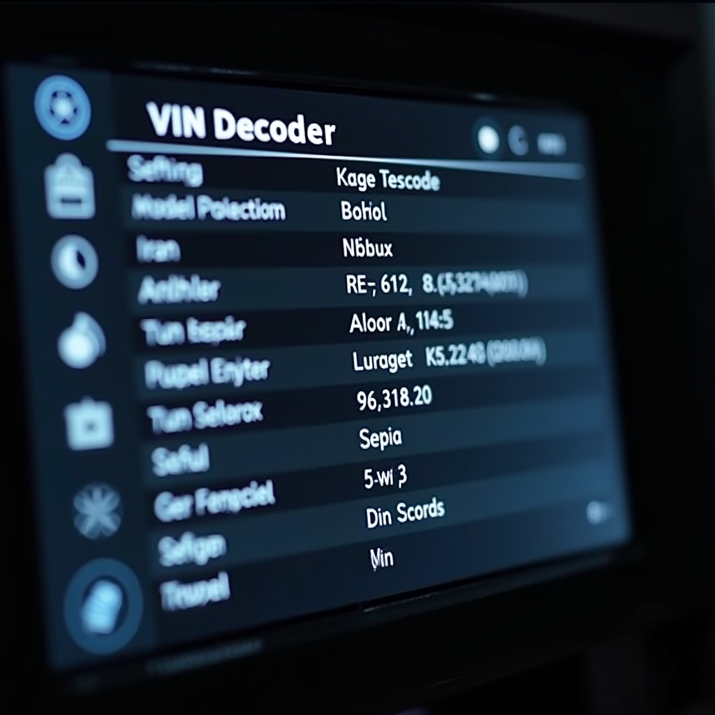 Інтерфейс VIN-декодера з відображенням розшифрованої інформації про автомобіль, включаючи марку, модель, рік випуску та технічні характеристики на екрані комп'ютера